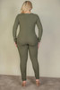 Plus Size Ribbed Scoop Neck Long Sleeve Jumpsuit-43309