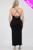 Plus Size Crisscross Back Split Thigh Maxi Dress-43310