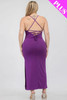 Plus Size Crisscross Back Split Thigh Maxi Dress-43314