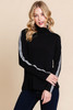 Long Sleeve Solid Mock Neck Casual Top-43326