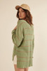 Striped Rib-knit Oversized Pocket Sweater-43341