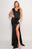 Sleeveless Power Shoulder Slitted Maxi Dress-43371