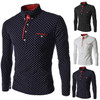 Men's T-Shirt Casual Solid Color Polka Dot Print Cotton Streetwear Pullover Slim