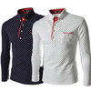 Men's T-Shirt Casual Solid Color Polka Dot Print Cotton Streetwear Pullover Slim