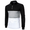 Streetwear Men's New Long Short Sleeve Polo Shirt Casual Zipper Patchwork Shirts