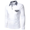 New Men's Polo Shirt Casual Contrast Color Long Sleeve Streetwear Fashion Tops