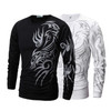 Tattoo Print Men's Long Sleeve T-Shirt Brand Casual Slim Fit O-neck Cotton