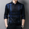 Spring Fall Men's Long Sleeve Printed Shirt Business Casual Loose Plaid Shirts