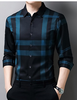 Spring Fall Men's Long Sleeve Printed Shirt Business Casual Loose Plaid Shirts