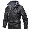 Motorcycle Oversized Men's Jacket Slim Pu Leather Warm Hooded Leather Jacket