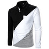 New Men's Long Sleeve Polo Shirt Contrast Color Tops Streetwear Casual Fashion