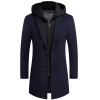 Men's Long Windproof Wool Coat Casual Thick Hooded Warm Soft Plus Size Jackets