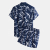 Men's Fast Dry 2PCS Set Eu Size Urban Tuxedo Printed Stylish Shirt and Shorts