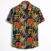 Summer New Men's Shirts Ethnic Style Printed Short-Sleeve Plus Size Shirt
