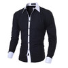 New Men's Black White Long Sleeve Casual Solid Multi-Button Hit Color Shirts