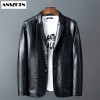 ANSZKTN Casual Faux Leather Coats Motorcycle Men's Jacket Business Black Outwear