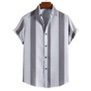 New Arrival Men's Shirts Men Hawaiian Casual Striped Print Shirts Short-sleeved