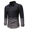 Men's Long Sleeve Denim Shirts Style Gradient Slim Denim Shirt Streetwear Top