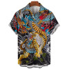 Fashion Tiger/Dragon Men Shirt Casual Daily 3D Animal Print Short Sleeve Shirts