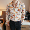 New Men's Clothes Fall Long Sleeve Fashion Trend Printed Casual Slim Shirts