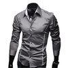 Men's Shirts Causal Long Sleeve Patchwork Dress Shirt For Men's Muscle Fit