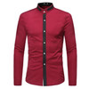 Men's Hipster Banded Collar Dress Shirt Long Sleeve Stand Casual Contrast Color