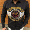 Men's Clothing Long Sleeve Lapel Slim-fit Gold Fashion Printed Casual Shirts