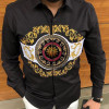 Men's Clothing Long Sleeve Lapel Slim-fit Gold Fashion Printed Casual Shirts