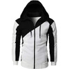 Mens Hoodies Novelty Contrast Color Zipper Casual Sport Sweatshirts Pocket