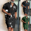 M-3XL Fashion Print Set Men's Shorts Shirt Casual Palm Tree Flower Beach Short