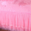 Embroid Cotton Multi Layers Ruffles Lace Princess Pink Red Wedding Bedding Set