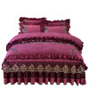 American Style Wine Red Winter Velvet Quilted Cotton 4PCS Bedding Set Sleep Aid