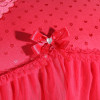 American Style Cotton Rose Print Lace Embroid Rose Red Wedding Bed Cover