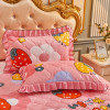 American Style Plant Flower Velvet Printed Diamond Quilted Pink 4PCS Bedding Set