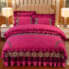 American Style Embroid Flower Nature Winter Velvet Quilted Cotton Bedding Set