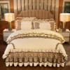 American Style Embroid Flower Nature Winter Velvet Quilted Cotton Bedding Set