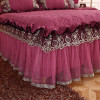 American Style Lace Embroid Bamboo Luxury Velvet Diamond Quilt Cover Bed Set