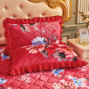 American Style Thicken Red Floral 3D Printed Embroid Wedding 4PCS Bedding Sets