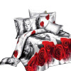 China Custom 3D Print Bedding Set Bedsheet Red Rose Bed Linen Sheet