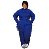 Women's Fashion Jogger Cropped Sweatshirt Hoodies and Solid Plus Size Sets