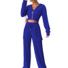 Velvet Sweatsuit Women Set Crop Hoodie and Pocket Jogger Pants 2-Piece Set