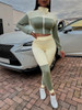 Women's Outfit Long Sleeve Zip Up Crop Top And Pants Sets Streetwear Tracksuit