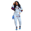 Women's Printed Fashion Sweatshirt and Leisure Suit Two Piece Set