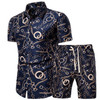 Men's Shirt Fashion Gold Luxury Designer Hawaii Beachwear Floral Printed Sets