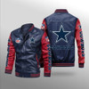 Trendy American Cowboys Men's Baseball Zip Jacket Handsome Coat Snug Leather