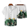 New Printed Men's Hawaiian Short Sleeve Shirt & Shorts Streetwear 2-Pieces Set