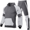 Men's Fall Fashion Color Matching Blank Hoodie Set Sweatshirt Two Piece Set