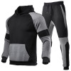 Men's Fall Fashion Color Matching Blank Hoodie Set Sweatshirt Two Piece Set