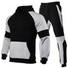 Men's Fall Fashion Color Matching Blank Hoodie Set Sweatshirt Two Piece Set