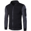 Men's Jackets New Patchwork Leather Sleeve Coat Cardigan Slim Stand Zipper Coat